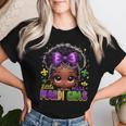 Little Miss Mardi Gras Cute Girl Messy Bun Festival Carnival Women T-shirt Gifts for Her