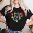 Rainbow Lgbt 猫愛好家 犬 恋人 猫 母 犬 パパ バレンタイン レディースTシャツ 彼女への贈り物