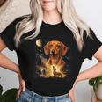 Vintage 90S Dachshund Howling At The Moon Wiener Dog Mom Women T-shirt Gifts for Her