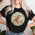 かわいい花のスズメの花の家のスズメ。 レディースTシャツ 彼女への贈り物