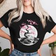 桜と月と富士山のtシャツ 春 花見 和柄 和風 和 メンズ レディース キッズ 水墨画 ギフト 服 サクラ レディースTシャツ 彼女への贈り物