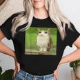 猫 フクロウ 面白い 呪われた Hello Bro Brainrot Meowl Hiro Meme レディースTシャツ 彼女への贈り物