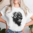 Gorilla Flowers モンキーアニマルプリントアート ゴリラ レディースTシャツ 彼女への贈り物