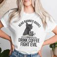 Read Banned Books Drink Coffee Fight Evil Black Cat Women T-shirt Gifts for Her