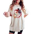 Rooster Cock Fight Chicken ノベルティ ファーマーズギフト レディースオーバーサイズコンフォートTシャツ Ivory