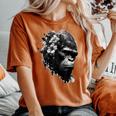 Gorilla Flowers モンキーアニマルプリントアート ゴリラ レディースオーバーサイズコンフォートTシャツ Yam