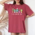 I Be Plantin'hit サボテン 多肉植物 面白い植物 ガーデン レディースオーバーサイズコンフォートTシャツ Crimson
