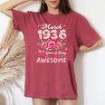 オンバック 90歳 1936年3月 花柄 90歳の誕生日 レディースオーバーサイズコンフォートTシャツ Crimson