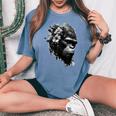 Gorilla Flowers モンキーアニマルプリントアート ゴリラ レディースオーバーサイズコンフォートTシャツ Blue Jean