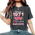 55歳 1971年2月 花柄 55歳 誕生日 男性 女性 レディースオーバーサイズコンフォートTシャツ Pepper