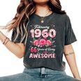 66歳 1960年2月 花柄 66歳 誕生日 男性 女性 レディースオーバーサイズコンフォートTシャツ Pepper