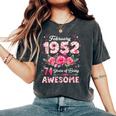 74歳 1952年2月 花柄 74歳 誕生日 男性 女性 レディースオーバーサイズコンフォートTシャツ Pepper