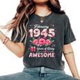 81歳 1945年2月 花柄 81歳 誕生日 男性 女性 長袖tシャツ レディースオーバーサイズコンフォートTシャツ Pepper