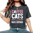 Coffee Cats And Bass Guitars ベースギタリスト 猫とコーヒー 長袖tシャツ レディースオーバーサイズコンフォートTシャツ Pepper