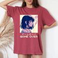 90S Japanese Sad Anime Girl Game Over Vaporwave Aesthetic Women's Oversized Comfort T-Shirt Blue Jean
