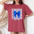 Cheer Mom Blue Bow Cheerleader Competition Game Day Women's Oversized Comfort T-Shirt Blue Jean