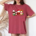 Cute Christmas Coffee Snowman Deer Santa Coffee Xmas Women's Oversized Comfort T-Shirt Blue Jean
