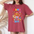 Mama Of The Birthday For Boy Circus Carnival Theme Party Women's Oversized Comfort T-Shirt Blue Jean