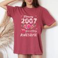 19歳 2007年2月 花柄 19歳 誕生日 男性 女性 レディースオーバーサイズコンフォートTシャツ Crimson