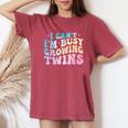 I Can't I'm Busy Growing Twins Twin Expecting Mom Pregnancy Women's Oversized Comfort T-Shirt Crimson