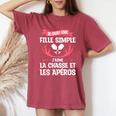 Jeuis Une Filleimple J'aime La Chasse Et Les Apéros T-shirt oversize confortable pour femme Crimson