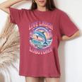 Live Laugh Lobotomy Dolphin Groovy レディースオーバーサイズコンフォートTシャツ Crimson