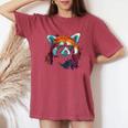 Red Panda サングラスアートワーク レディースオーバーサイズコンフォートTシャツ Crimson