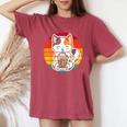 かわいい猫 ボバ ティーバブル アニメ 日本猫 女の子 ティーン レディースオーバーサイズコンフォートTシャツ Crimson
