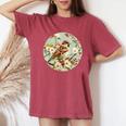 かわいい花のスズメの花の家のスズメ。 レディースオーバーサイズコンフォートTシャツ Crimson