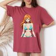 セクシー ワイフ ビーチ アニメ 女の子 日本語 レディースオーバーサイズコンフォートTシャツ Crimson
