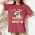 ボルゾイシャツ犬ギフト彼女を愛する女の子だけボルゾイ レディースオーバーサイズコンフォートTシャツ Crimson