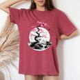 桜と月と富士山のtシャツ 春 花見 和柄 和風 和 メンズ レディース キッズ 水墨画 ギフト 服 サクラ レディースオーバーサイズコンフォートTシャツ Crimson