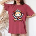 猫 海賊 キャプテントーク 海賊の日 幼児 女の子 男の子 レディースオーバーサイズコンフォートTシャツ Crimson