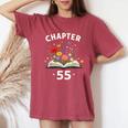 第55章 55歳 誕生日 お祝い 花本 レディースオーバーサイズコンフォートTシャツ Crimson