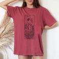 花園の女 ミュシャ アールデコ 線画 レディースオーバーサイズコンフォートTシャツ Crimson