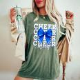 Cheer Mom Blue Bow Cheerleader Competition Game Day Women's Oversized Comfort T-Shirt Moss