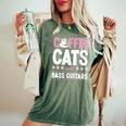 Coffee Cats And Bass Guitars ベースギタリスト 猫とコーヒー 長袖tシャツ レディースオーバーサイズコンフォートTシャツ Moss