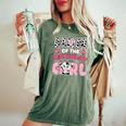 Mom Of The Birthday Girl Farm Cow Family Birthday Decoration Women's Oversized Comfort T-Shirt Moss