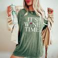 Wine Lovers Wine Time 赤ワインワインメーカー レディースオーバーサイズコンフォートTシャツ Moss