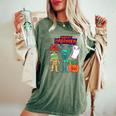 ハッピーハロウィン骨格かぼちゃかわいいゴーストキッズ男の子女の子 レディースオーバーサイズコンフォートTシャツ Moss