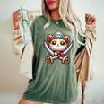 猫 海賊 キャプテントーク 海賊の日 幼児 女の子 男の子 レディースオーバーサイズコンフォートTシャツ Moss
