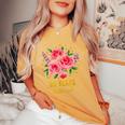 95歳 祝福されたかわいいバラの花 95歳 95歳の誕生日 レディースオーバーサイズコンフォートTシャツ Mustard