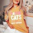Coffee Cats And Bass Guitars ベースギタリスト 猫とコーヒー 長袖tシャツ レディースオーバーサイズコンフォートTシャツ Mustard