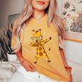 Giraffe Boys Animal Print Giraffe Print レディースオーバーサイズコンフォートTシャツ Mustard