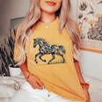 Horse Lover Majestic Horse 馬のグラフィック デザイン 長袖tシャツ レディースオーバーサイズコンフォートTシャツ Mustard