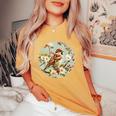 かわいい花のスズメの花の家のスズメ。 レディースオーバーサイズコンフォートTシャツ Mustard