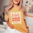 ハッピーハロウィン 子供 大人 男性 女性 キュート ビンテージ レディースオーバーサイズコンフォートTシャツ Mustard