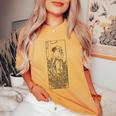 花園の女 ミュシャ アールデコ 線画 レディースオーバーサイズコンフォートTシャツ Mustard