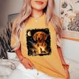Vintage 90S Dachshund Howling At The Moon Wiener Dog Mom Women's Oversized Comfort T-Shirt Yam