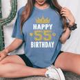 55歳の男性と女性のためのhappy 5Th Birthdayアイデア レディースオーバーサイズコンフォートTシャツ Blue Jean